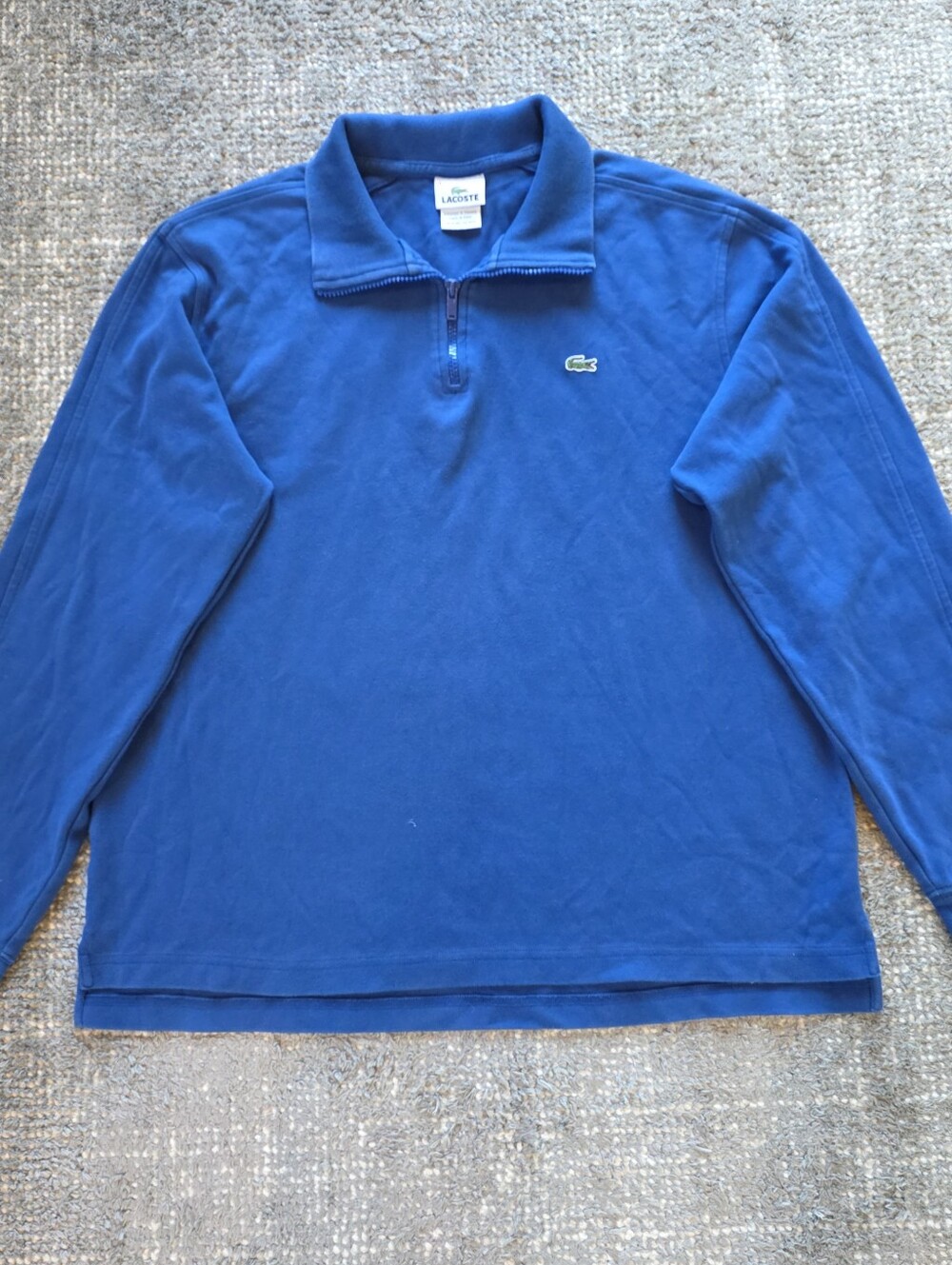 Lacoste Quarter Zip Pullover Mens Size 6 XL Blue Cotton Made In Peru Long Sleeve